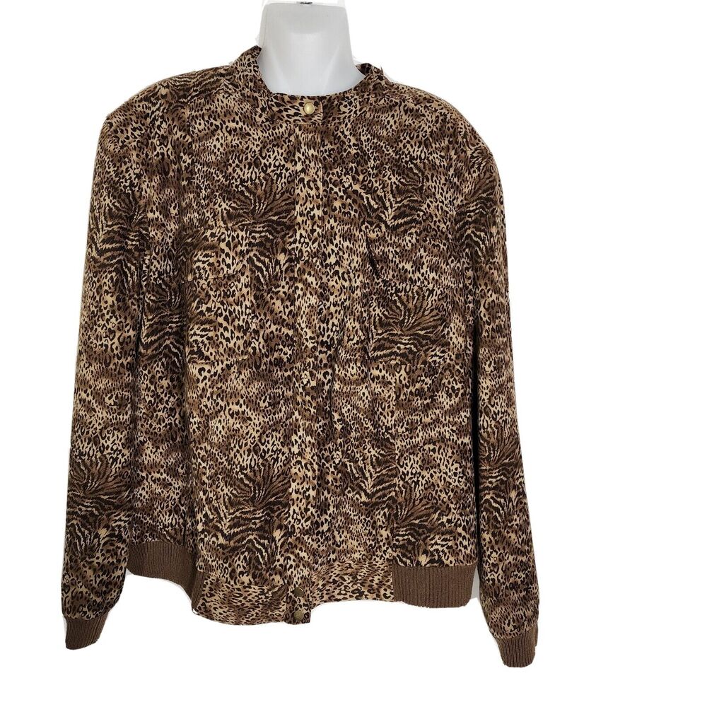 Norton McNaughton Womens Jacket Size 16W Multicolor Animal Leopard Print Stretch